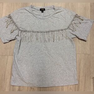 Chic Light Gray Fringe Tee